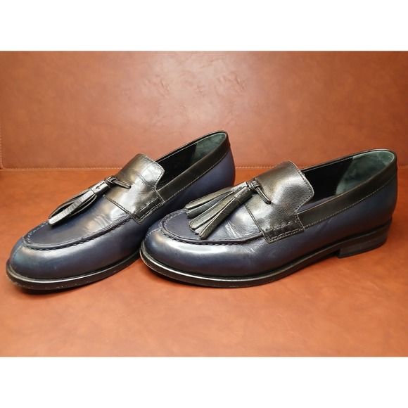 G.H.BASS Layla Weejuns Loafers in Leather, Blue & Black, Men Size 7.5 EU38 #1145 - Picture 1 of 12